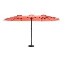 14.8 ft Double-Sided Outdoor Patio Umbrella with Steel Frame, Large Rectangular with Convenient Crank System, 178.5" L x 105'' W x 100.5" H, Orange(m-2)