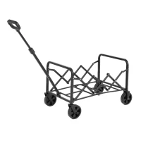 Lightweight Portable Heavy Duty Folding Beach Wagon with Wheels, Outdoor Utility Cart for Sports, Garden, 26" L x 16" W x 17.5" H, Black(m-12)