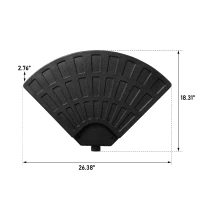 Plastic Umbrella Base with 4 Detachable Weight Plates, Fillable with Water or Sand for Stable Support, 26.5" L x 18.5" W x 3" H, Black(m-3)