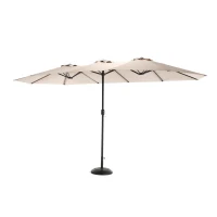 14.8 ft Double-Sided Outdoor Patio Umbrella with Convenient Crank System, Large Rectangular Design with Sturdy Steel Frame, 178.5" L x 105'' W x 100.5" H, khaki(m-12)
