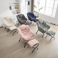 Modern Lounge Accent Chair with Armrests, Side Pocket, Steel Frame, Ergonomic Lazy Chair with Ottoman, 31.5" L x 25" W x 37.5" H, Light Green(m-4)