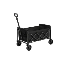 Lightweight Portable Heavy Duty Folding Beach Wagon with Wheels, Outdoor Utility Cart for Sports, Garden, 26" L x 16" W x 17.5" H, Black(m-11)