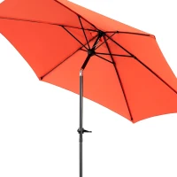 9ft Patio Umbrella with Push Button Tilt and Crank, Market Umbrella with 6 Steel Ribs, Base Not Included, 104" L x 104" W x 98.5" H, Orange(m-5)