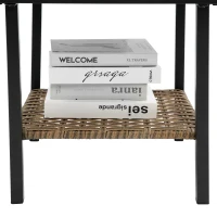 3-Piece Outdoor Rocking Rattan Chair Set with Steel Frame, Durable and Easy to Move, Includes Table, 29" L x 25.5" W x 31" H, Gray(m-7)