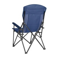 High Back Heavy Duty Lawn Chair with Cup Holder, Portable Collapsible Chair, Supports 250 lbs, Steel Frame, 22.5" L x 25.5" W x 41" H, Navy Blue(m-12)