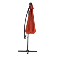 10ft Solar LED Offset Hanging Market Patio Umbrella with Easy Adjustment, Enhanced Stability, Steel Frame, 8 Ribs, 116" L x 116 W x 83" H, Orange(m-12)