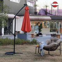 10ft Solar LED Offset Hanging Market Patio Umbrella with Easy Adjustment, Enhanced Stability, Steel Frame, 8 Ribs, 116" L x 116 W x 83" H, Orange(m-4)