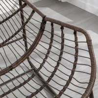 Outdoor Rattan Rocking Chair with Padded Cushion, Hand-Woven Recliner, Ergonomic Design, Steel Frame, 44" L x 37" W x 31.5" H, Orange(m-14)