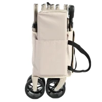 Folding Wagon Cart with All Terrain Wheels, Quick Setup and Folding, Heavy Duty Garden Cart with Adjustable Handle, 30.5" L x 19" W x 18" H, Beige(m-8)