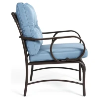 3-Piece Patio Set with Rust-Proof Steel Frame, Weather-Resistant Outdoor Wicker Furniture Set with Rattan Chairs and Coffee Table, Brown+Blue(m-6)