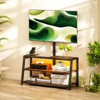 HOMCOM TV Stand with Mount and Power Outlet, Swivel TV Stand Mount with LED Lights for 32-70 Inch TVs for Living Room, Bedroom(m-8)