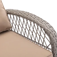 3-Piece Outdoor Swivel Rocker Patio Chairs Set with Tempered Glass Coffee Table, 360° Rocking Conversation Set with Thick Cushions, 29" L x 25" W x 34" H, khaki(m-6)