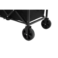 Lightweight Portable Heavy Duty Folding Beach Wagon with Wheels, Outdoor Utility Cart for Sports, Garden, 26" L x 16" W x 17.5" H, Black(m-7)