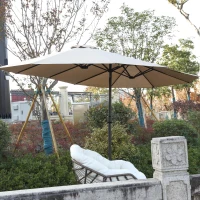 14.8 ft Double-Sided Outdoor Patio Umbrella with Convenient Crank System, Large Rectangular Design with Sturdy Steel Frame, 178.5" L x 105'' W x 100.5" H, khaki(m-5)