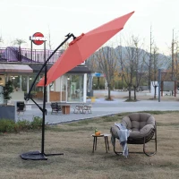 10ft Solar LED Offset Hanging Market Patio Umbrella with Easy Adjustment, Enhanced Stability, Steel Frame, 8 Ribs, 116" L x 116 W x 83" H, Orange(m-5)