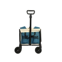 Lightweight Portable Heavy Duty Folding Beach Wagon with Wheels, Outdoor Utility Cart for Grocery, Garden, 26" L x 16" W x 17.5" H, Blue(m-7)