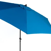 9ft Outdoor Patio Umbrella with Push Button Tilt, Crank, Market Umbrella with 6 Steel Ribs, Base Not Included, 104" L x 104" W x 98.5" H, Dark Blue(m-5)