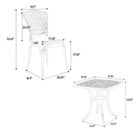 3-Piece Bistro Set with Cushions, Includes 2 Chairs and 1 Round Table, Rustproof Cast Aluminum Patio Furniture for Garden, Patio, Balcony, White(m-3)