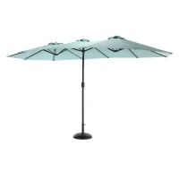 14.8 Ft Double Sided Outdoor Umbrella with Crank and Steel Frame, Large Rectangular Patio Shade, Perfect for Backyard and Poolside, 178.5" L x 105'' W x 100.5" H, Light Green(m-14)