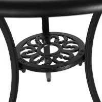 3-Piece Patio Bistro Set with Umbrella Hole, Environmental Protection Coating, All-Weather Cast Aluminum Table and Chairs for Garden, Black(m-9)