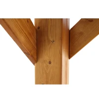 Fir Wood Carport Pavilion Gazebo with Steel Roof, All Weather Protection, Heavy-Duty Wooden Frame, 139" L x 117" W x 104" H, Light Brown(m-8)