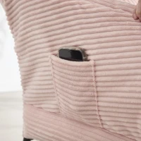 Ergonomic Lazy Chair with Ottoman, Armrests and Side Pocket, Lounge Accent Chair with Steel Frame, 31.5" L x 25" W x 37.5" H, Pink(m-8)