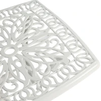 3-Piece Bistro Set with 2 Chairs and 1 Round Table, Adjustable Foot Caps, Classical Design, Rustproof Cast Aluminum Patio Furniture, White(m-7)