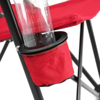 High Back Heavy Duty Lawn Chair with Cup Holder, Portable Collapsible Chair, Supports 250 lbs, Steel Frame, 22.5" L x 25.5" W x 41" H, Red(m-9)