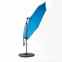 10ft Solar LED Offset Hanging Market Patio Umbrella with Easy Adjustment, Durable Steel Frame, 116" L x 116" W x 98.5" H, Dark Blue(m-10)