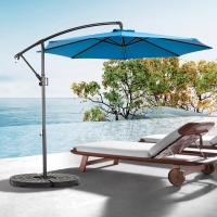 10ft Offset Hanging Market Patio Umbrella with Easy Tilt Adjustment, Polyester Shade, 8 Steel Ribs, 116" L x 116" W x 98.5" H, Dark Blue