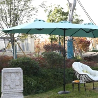 14.8 Ft Double Sided Outdoor Umbrella with Crank and Steel Frame, Large Rectangular Patio Shade, Perfect for Backyard and Poolside, 178.5" L x 105'' W x 100.5" H, Light Green(m-7)