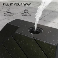 Outsunny Offset Umbrella Base Outdoor Umbrella Weights, 132 lb. Capacity Water or 176 lb. Capacity Sand, Black(m-5)