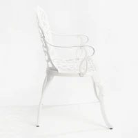 Waterproof and Rust-Proof Patio Garden Bench with Floral Rose Design, Cast Aluminum Outdoor Park Bench, 34.5" L x 22.5" W x 34.5" H, White(m-8)