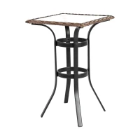 3-Piece Outdoor Bar Stools Set with Rattan Bar Chairs, Glass Table, Steel Frame, Perfect for Backyard, Garden, Pool, Balcony, Deck, Brown(m-12)