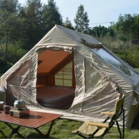 Inflatable Camping Tent with High Performance Structure, Stove Jack, 4-Season Glamping Tent for 4-6 Persons, 118" L x 82.5" W x 79" H, Beige(m-10)