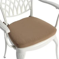 3-Piece Patio Bistro Set with Cushions, Umbrella Hole, Adjustable Foot Caps, All-Weather Cast Aluminum Table and Chairs for Garden, Balcony, White(m-6)