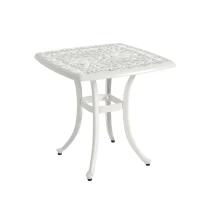 3-Piece Bistro Set with 2 Chairs and 1 Round Table, Adjustable Foot Caps, Classical Design, Rustproof Cast Aluminum Patio Furniture, White(m-10)