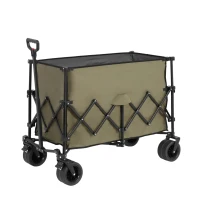 Collapsible Beach Wagon with All-Terrain Wheels, Quick Setup and Folding Utility Cart with Drink Holders, 43" L x 21" W x 32.5" H, Army Green(m-2)