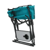 Camping Director's Chair with Side Table and Pocket, Steel Frame, Heavy Duty Oversized Portable Folding Chair, 25" L x 27.5" W x 43.5" H, Blue(m-10)