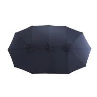 14.8 ft Double-Sided Outdoor Patio Umbrella with Steel Frame, Large Rectangular Design with Convenient Crank System, 178.5" L x 105'' W x 100.5" H, Navy Blue(m-13)