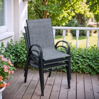 4-Piece Patio Chairs Set with Textilene Fabric, Armrest and High Backrest, Camping Chairs for Garden, Beach, Yard, 24.5" L x 24.5" W x 38" H, Gray(m-4)