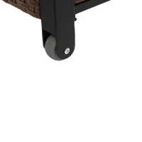 Outdoor Kitchen Wicker Island Rolling Cart with Wheels, Storage Cabinet, Steel Extended Table Top, Side Handle, 47" L x 20" W x 33.5" H, Brown(m-5)