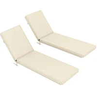 Outsunny 2-Piece Patio Chair Cushions with Backrests, Replacement Cushions for Outdoor Lounge Chair, Beige(m-11)