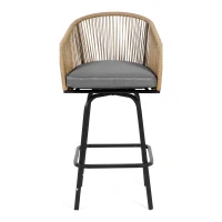 3-Piece Outdoor Bar Set with Ecoating Technology, Innovative Sling Fabric, Patio Bar Table and Swivel Chairs with DPC Wood-Like Top, Gray(m-7)