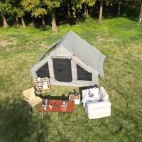 Inflatable Camping Tent with Stove Jack, Easy Setup, Waterproof and Windproof Glamping Tent for 4-6 Persons, 118" L x 82.5" W x 79" H, Army Green(m-7)
