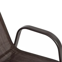 2-Piece Patio Chairs with Breathable Textilene Fabric, High Backrest and Armrest, Space-Saving Camping Chairs, 24.5" L x 24.5" W x 38" H, Brown(m-8)