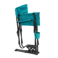 Outdoor Freestyle Rocker Camping Chair with Armrests and Backrest, Drink Holder, Portable Folding Rocking Chair, 24.5" L x 26" W x 37" H, Blue(m-8)