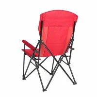 High Back Heavy Duty Lawn Chair with Cup Holder, Portable Collapsible Chair, Supports 250 lbs, Steel Frame, 22.5" L x 25.5" W x 41" H, Red(m-14)