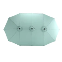 14.8 Ft Double Sided Outdoor Umbrella with Crank and Steel Frame, Large Rectangular Patio Shade, Perfect for Backyard and Poolside, 178.5" L x 105'' W x 100.5" H, Light Green(m-12)