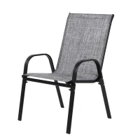 4-Piece Patio Chairs Set with Textilene Fabric, Armrest and High Backrest, Camping Chairs for Garden, Beach, Yard, 24.5" L x 24.5" W x 38" H, Gray(m-6)